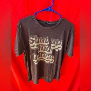 MOTHER Brown Graphic Tee with Cream Retro Text